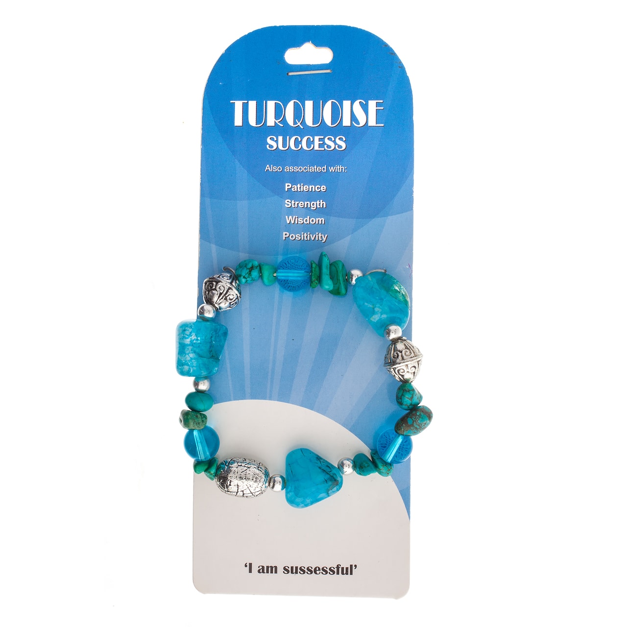 John Bead Green Turquoise & Blue Bead Gemstone Stretch Bracelet